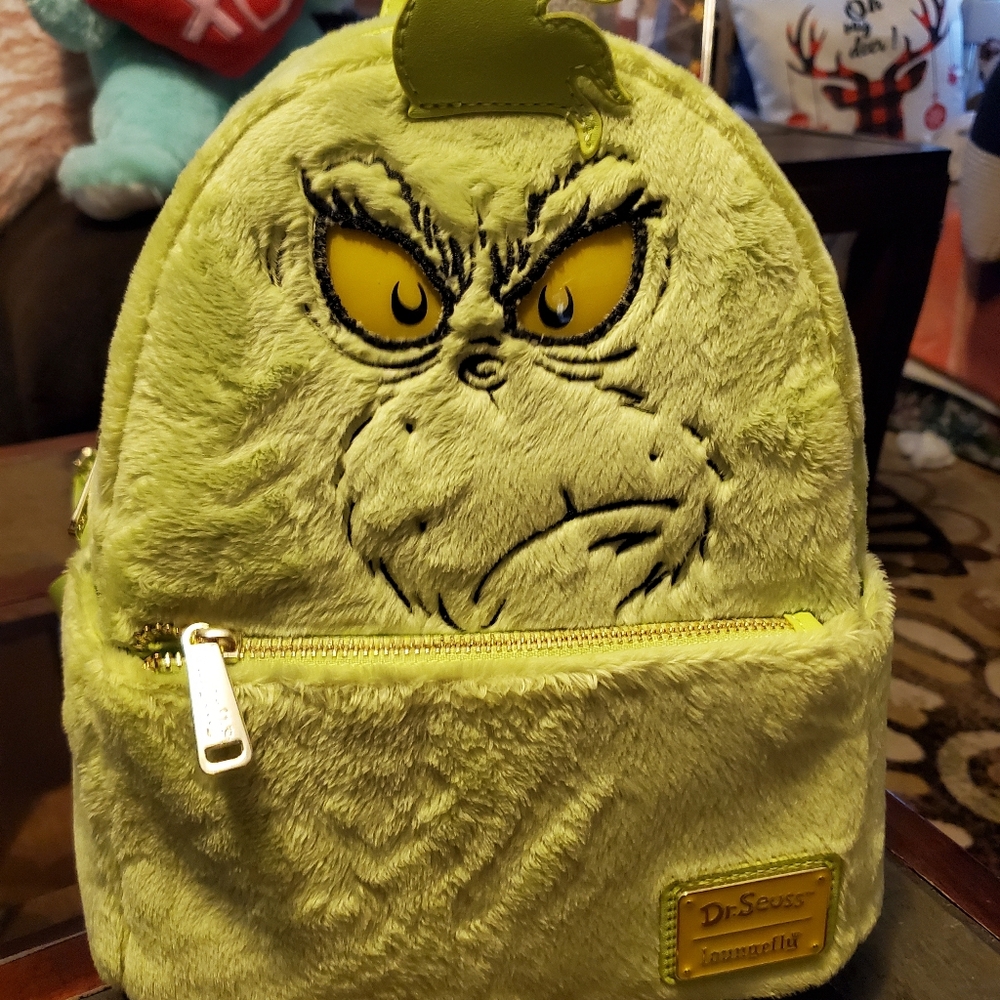 Loungefly Green Grinch Backpack with Glowing Eyes - Picture 2 of 5